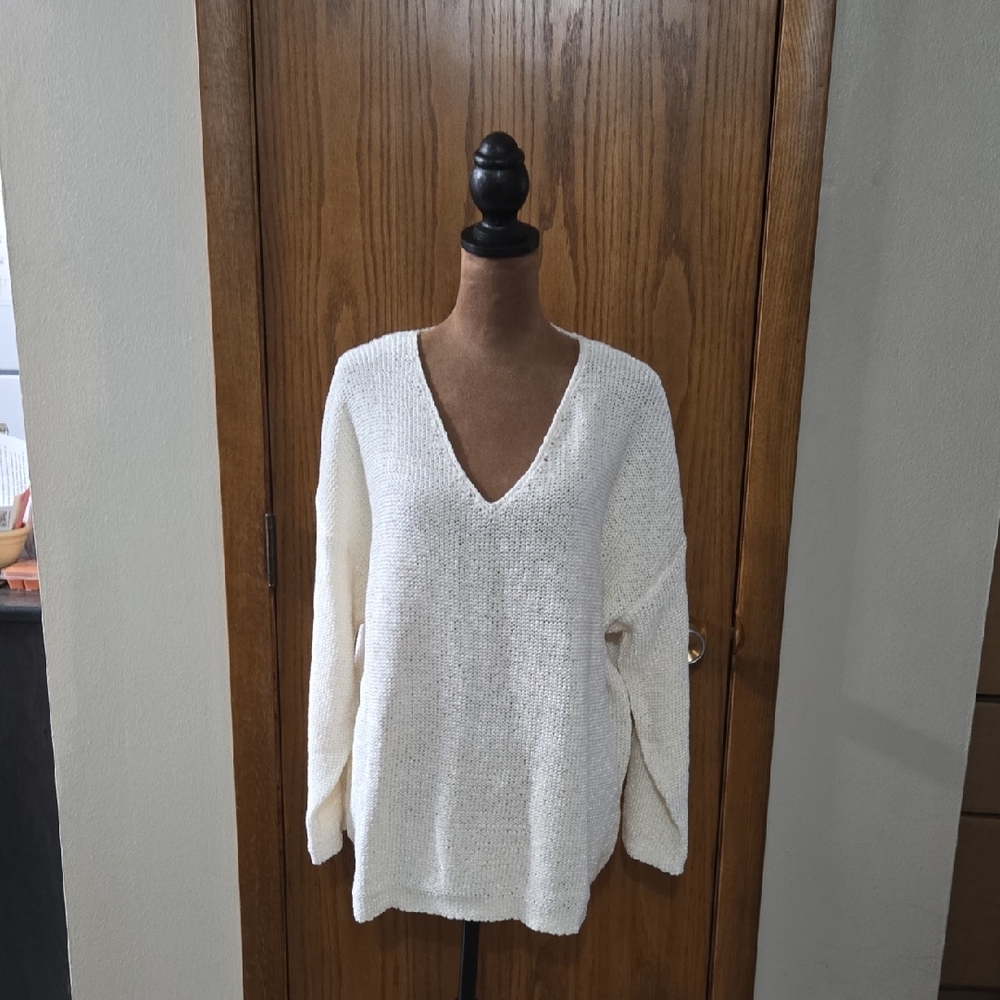 J. Jill Cream V-Neck Sweater for Women